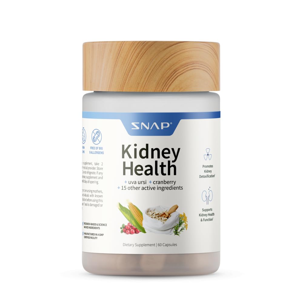 Snap Supplements Kidney Health Support Supplement - Kidney ve Urinary Tract Health Support for Women and Men, 60 Vegetarian Capsules (30 Hizmet, 1 Ay Supply)