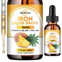 Kadınlar için sıvı Demir Supplement, Erkekler ve Çocuklar, Sıvı Demir Ölçeği Foate, C, B6, Biremia için B12, Red Blood Cell, Energy Support, Pineapple Flavor, 2 Fl Oz