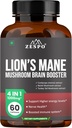 Συγκρότημα μανιταριών Lion’s Mushroom – 1200mg Συμπλήρωμα εγκεφάλου για μνήμη, εστίαση & σαφήνεια με Reishi & Cordyceps Sinensis – 60 κάψουλες