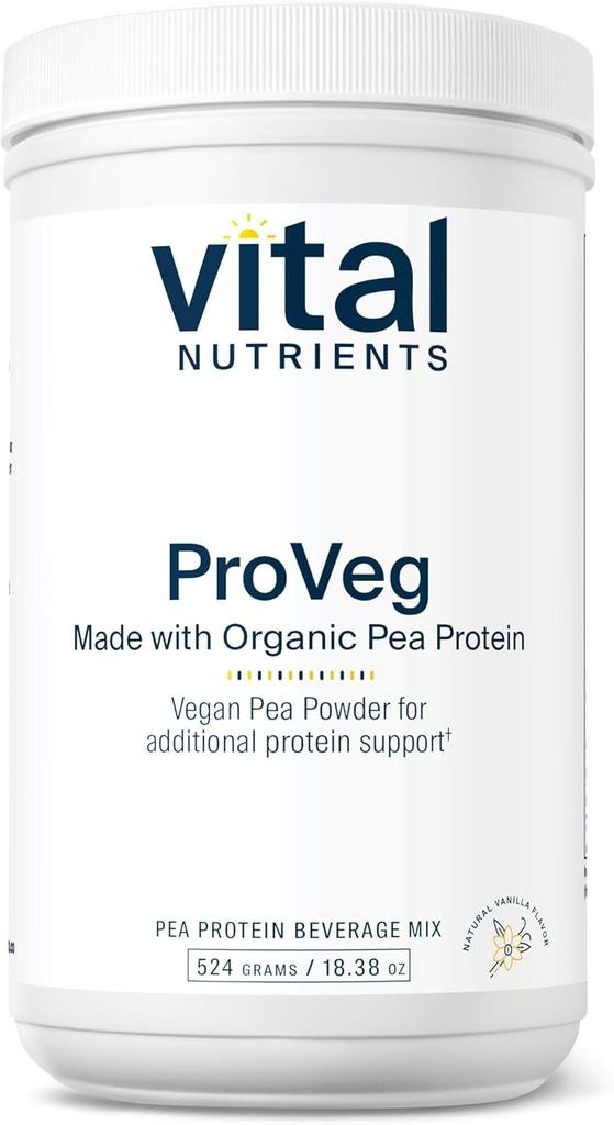 Vital Nutrients ProVeg Organic Pea Protein 524g | Vegan Pea Protein Powder | 23g Protein per Serving | Natural Vanilla Flavor | Gluten, Dairy, Soy Free | Non-GMO | 16 Servings