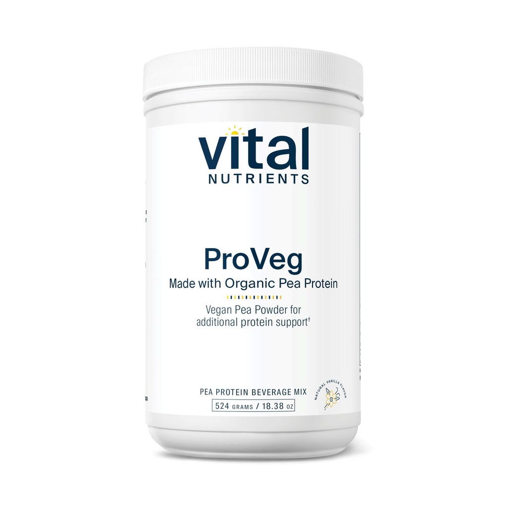 Vital Nutrients ProVeg Organic Pea Protein 524g | Vegan Pea Protein Toz | Servis başına 23g Protein | Doğal Vanilla Flavor | Gluten, Süt, Soy Free | Non-GMO | 16 Hizmet