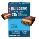 CLIF BUILDERS Protein Bars - Cookies 'n Cream Flavor - 20g Πρωτεΐνη με βάση το φυτό - Χωρίς γλουτένη - Μη ΓΤΟ - Χαμηλό γλυκαιμικό - Όχι Τεχνητά γλυκαντικά - 2.4 oz. (12 Pack)