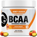 Μέλι ασβός BCAA + EAA Αμινοξέα σε σκόνη, BCAAs + L-Γλουταμίνη, Keto, Vegan, Ζάχαρη Δωρεάν για άνδρες και γυναίκες, Ενυδάτωση & μετά την προπόνηση ανάνηψη μυών μείγμα, Ροδάκινο Mango, 30 Σερβίρεις