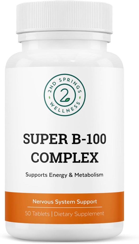 Super B-100 Complex - Υψηλής ισχύος Bitamin Complex με B-6, B-12, Folate, Niacin, Biotin, Choline, Inositol και PABA για την ενέργεια, το μεταβολισμό, τον εγκέφαλο και τα νεύρα υποστήριξη