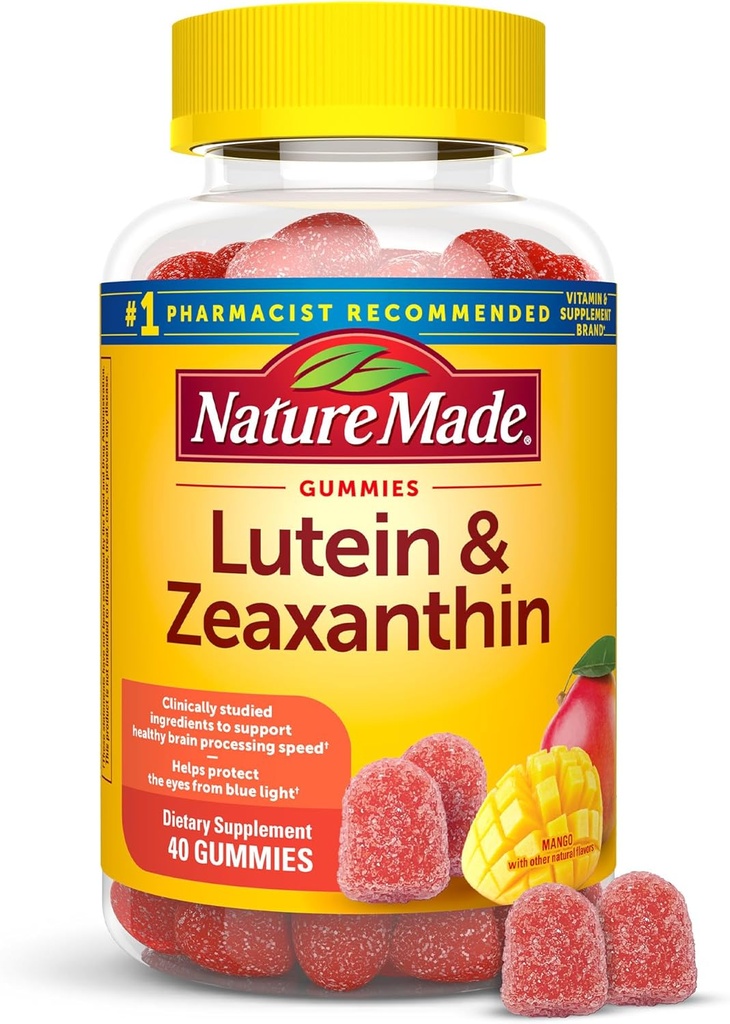 Doğa Lutein & Zeaxanthin Gummies, Eye and Brain Supplement, 40 Vegan Gummies, 20 Day Supply