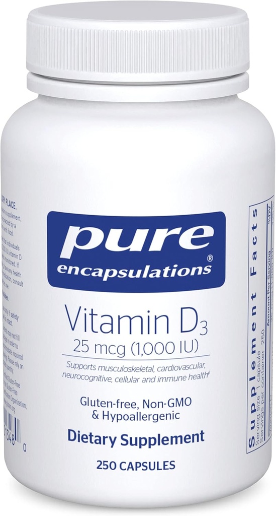 Saf Encapsulations Vitamin D3 25 mcg (1.000 IU) - Kemik, Ortak, Kalp, Kolon ve Immune Health - Premium Vitamin D - 250 Capsules