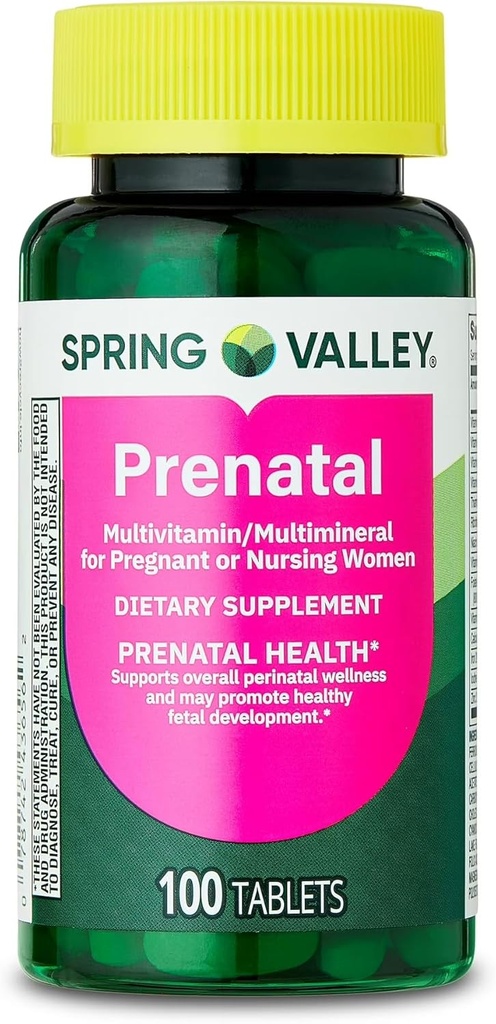 Spring Valley Prenatal Multivitamin / Hamile ve Hemşirelik Kadın Diyet Tamam Tabletleri, 100 Kont - Yeni Bak