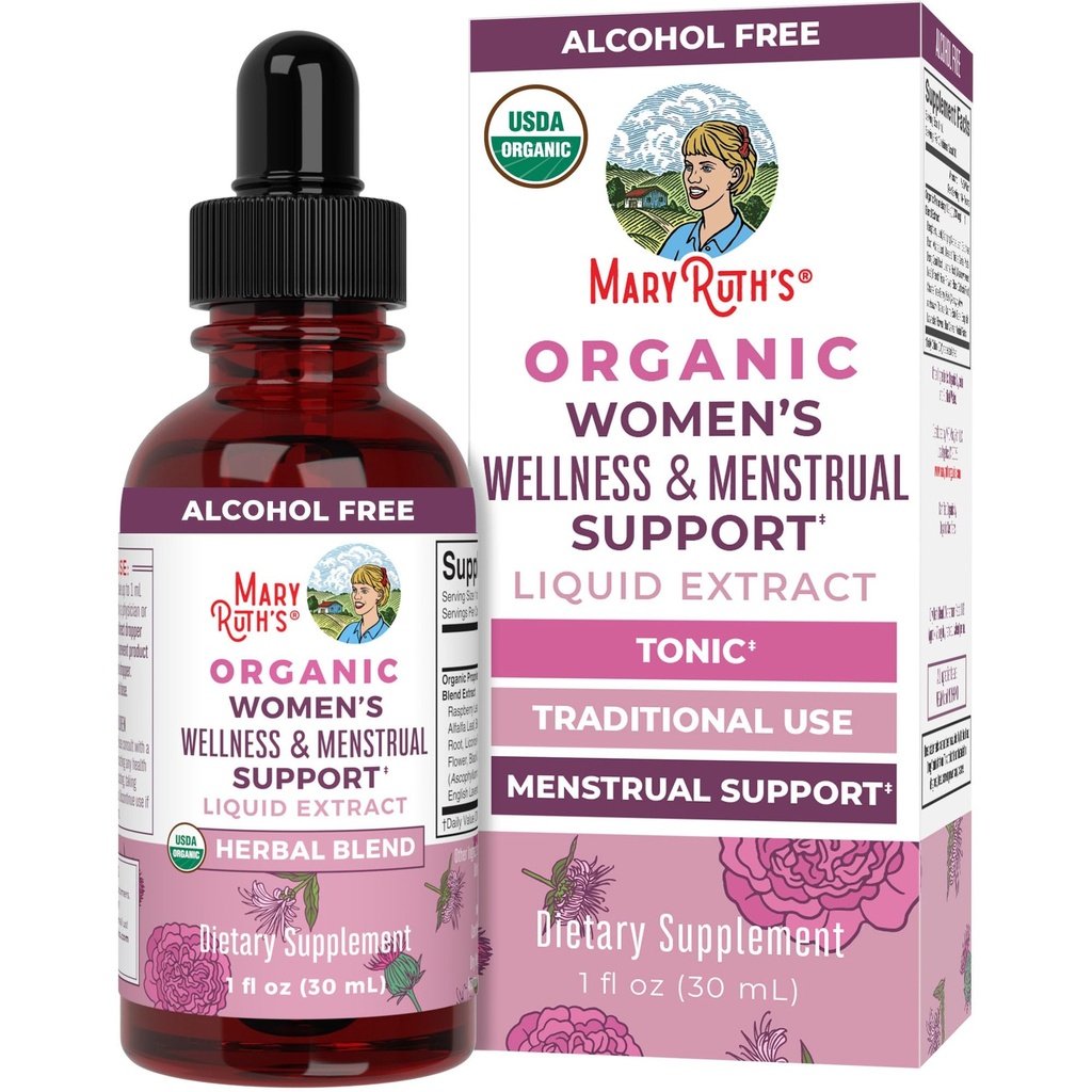 MaryRuth Organics USDA Organic Women's Wellness Liquid Herbal Supplements | Sting Nettle, Raspberry Leaf, Eleuthero Root, Chaste Tree Berry | Menstrual Support | Non-GMO, Vegan