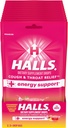 HALLS Relief + Enerji Desteği, Strawberry Lemonade Cough Drops, 25 Drops 12 Çanta (300 Total Drops)