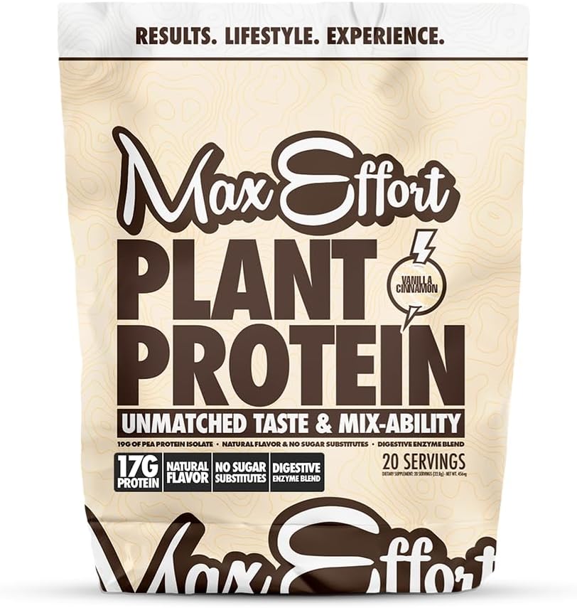 EFFORT Plant Protein Toz, 17 G Pea Protein, Bitki Temel, Gluten Free, Low Carb, Protein Shake veya Smoothie Mix, Mealchange, No Whey, No Sugar Substitutes, Vanilla Cinnamon, 20 Srvggggg