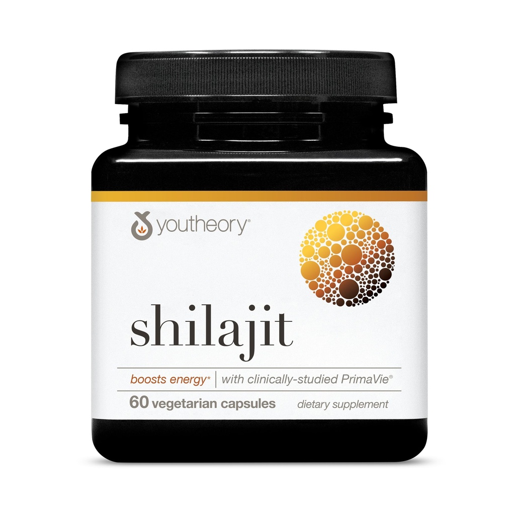 Youtheory Shilajit - 500 mg Shilajit Capsules - Energy Supplement - Shilajit Supports Stamina & Endurance - Pure Himalaya Shilajit - Gluten, Dairy & Soy Free - 60 Vegetarian Capsules