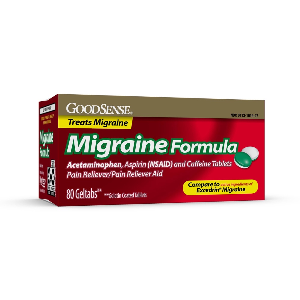 GoodSense Migraine Relief Geltabs, Acetaminophen, aspirin (NSAID) ve Caffeine, 80 Count