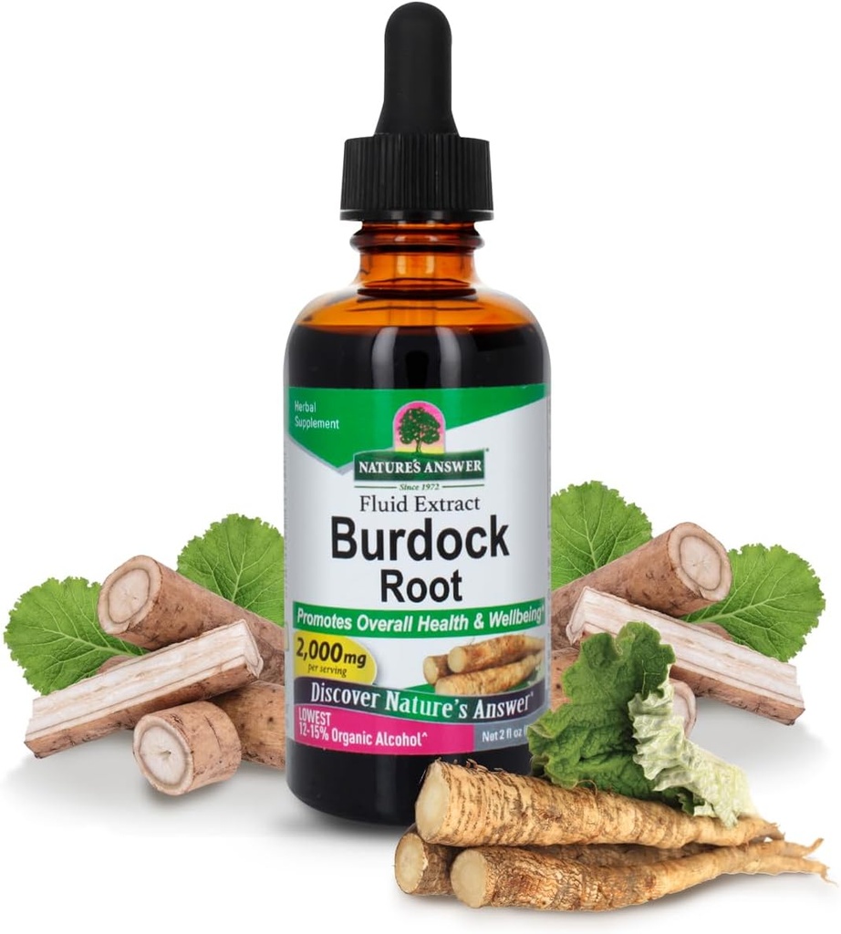 Nature's Answer Burdock Root | Herbal Supplement | Super Tempd | Genel Sağlık ve İyilik | Low Alkol & Gluten-Free 2oz