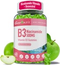 Niacinamid 500 mg Gummies, Chewable Vitamin B3 Supplement with Resveratrol 500 mg, High Potency Niacin for Antioksi, Skin & Brain Health, Immune Support, Vegan Apple Flavor, 60 Count