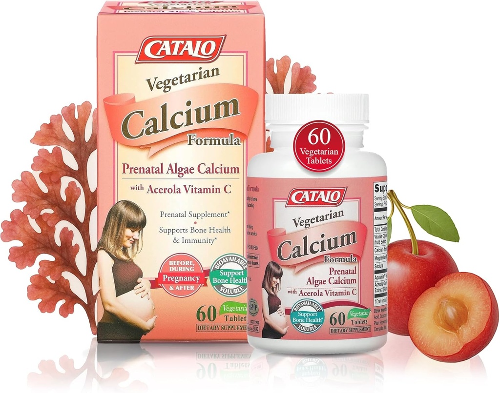 CATALO Vejetaryendis Formula, Plant-Based Red Algaeuba Doğal Vitamin C ile Kolay, Günlük Beslenme için Mineral-Rich, Hamilelik ve Lactasyon için ideal - 90 Tablet