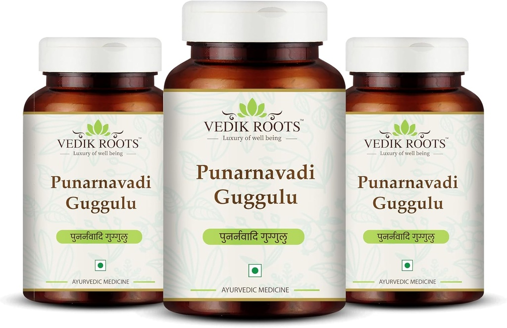 Punarnavadi Guggulu - Supports Kidney and Liver Health | Promotes Fluid Balance and General Wellness | Ayurvedic Herbal Supplement | 180 Tablets