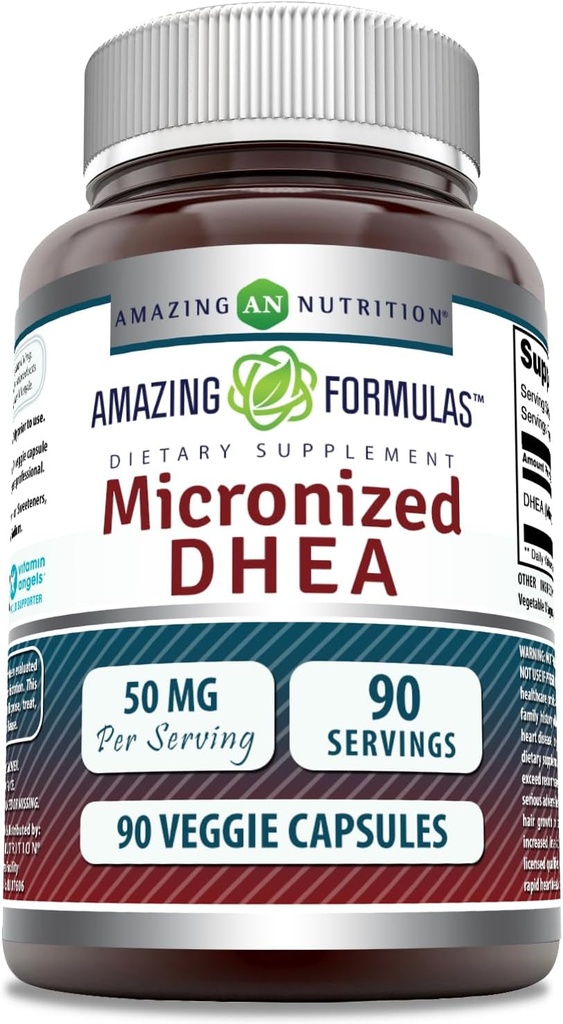 Amazing Formulas Micronized DHEA Supplement | 50 Mg Per | Veggie Capsules | Non-GMO | Gluten Free | Made in USA (1 Pack, 90) Count