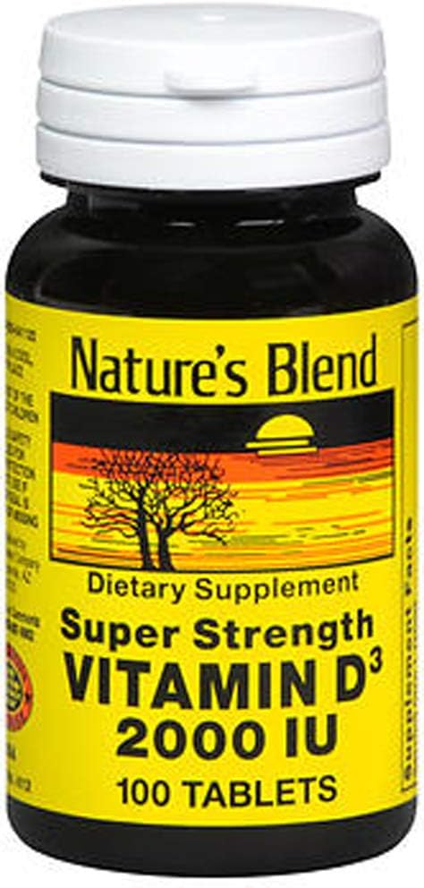 Nature's Blend Vitamin D3 2000 IU Super Strength - 100 Tablets, Pack of 3