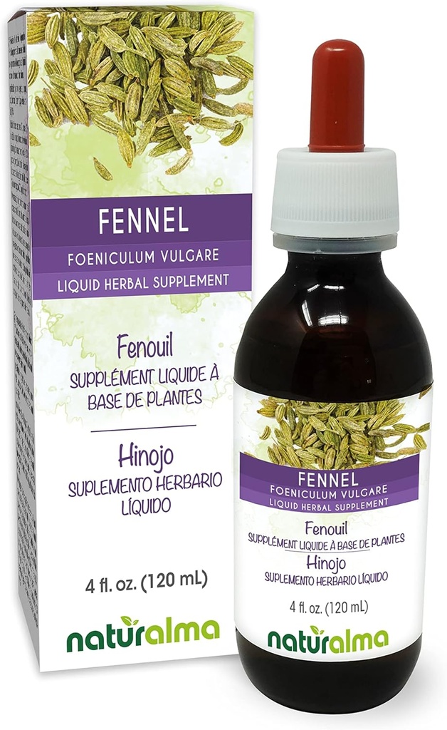 Doğalma Fennel (Foeniculum vulgare) Meyve Alkol Özgür Tinkture - 4 fl oz Sıvı Ekstraksiyon - Herbal Supplement - Vegan