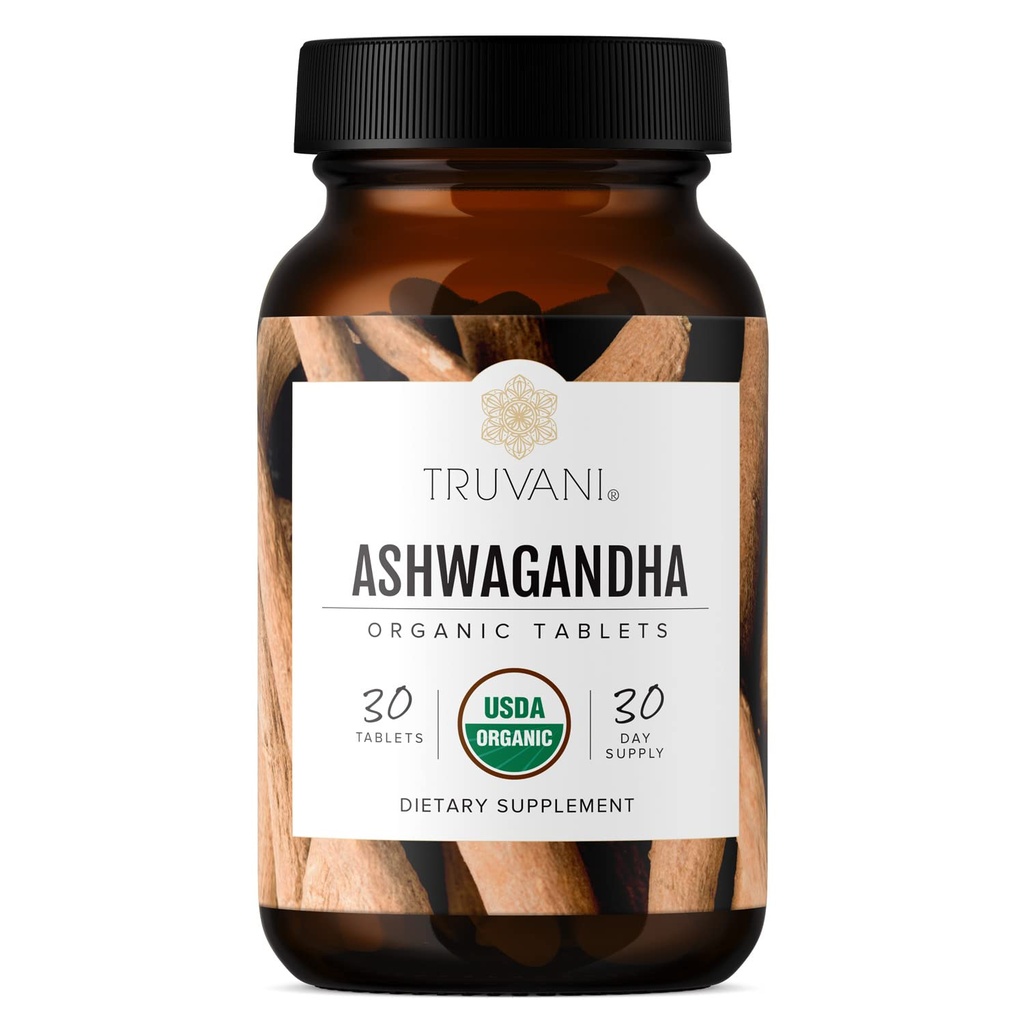 Truvani Organic Ashwagandha | Daily Energy, Pozitif Mood Support, Supports Brain Health | Supports Muscle growth and Endurance | Sağlıklı Uyku Desteği | No-GMO | 30 Day Supply