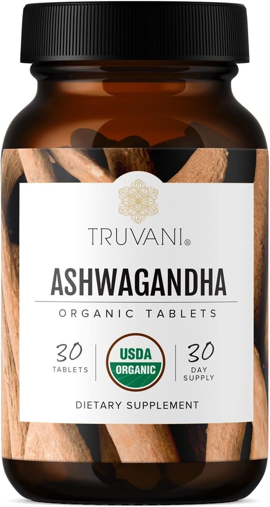 Truvani Organic Ashwagandha | Daily Energy, Pozitif Mood Support, Supports Brain Health | Supports Muscle growth and Endurance | Sağlıklı Uyku Desteği | No-GMO | 30 Day Supply