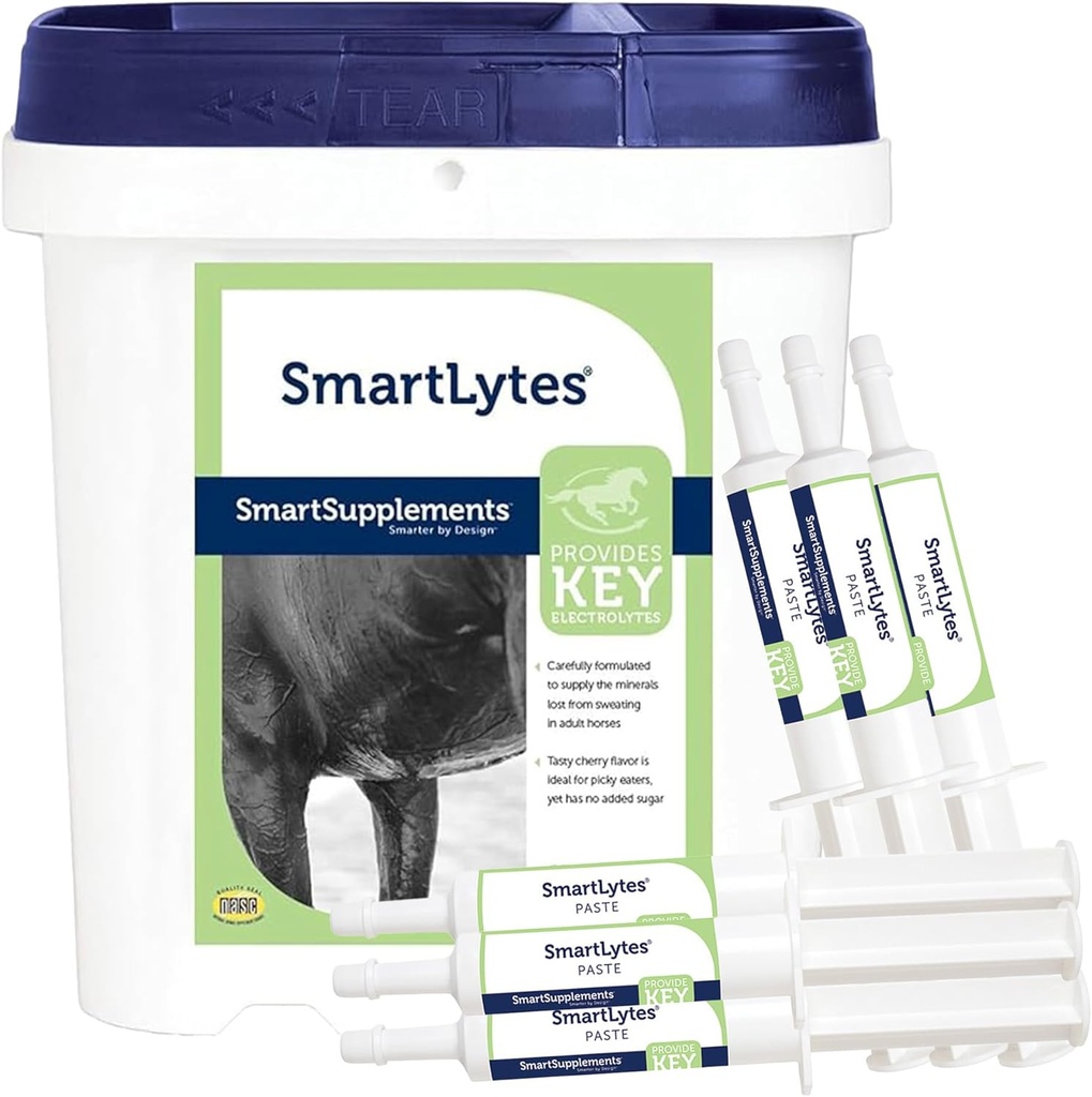 SmartEquine SmartLytes Horse Electrolyte Powder Supplement & SmartLytes Paste Horse Electrolyte Paste 6 Tubes Bundle, Ενθαρρύνει την ενυδάτωση, Replenishes Electrolytes, Όχι Προστέθηκε Ζάχαρη