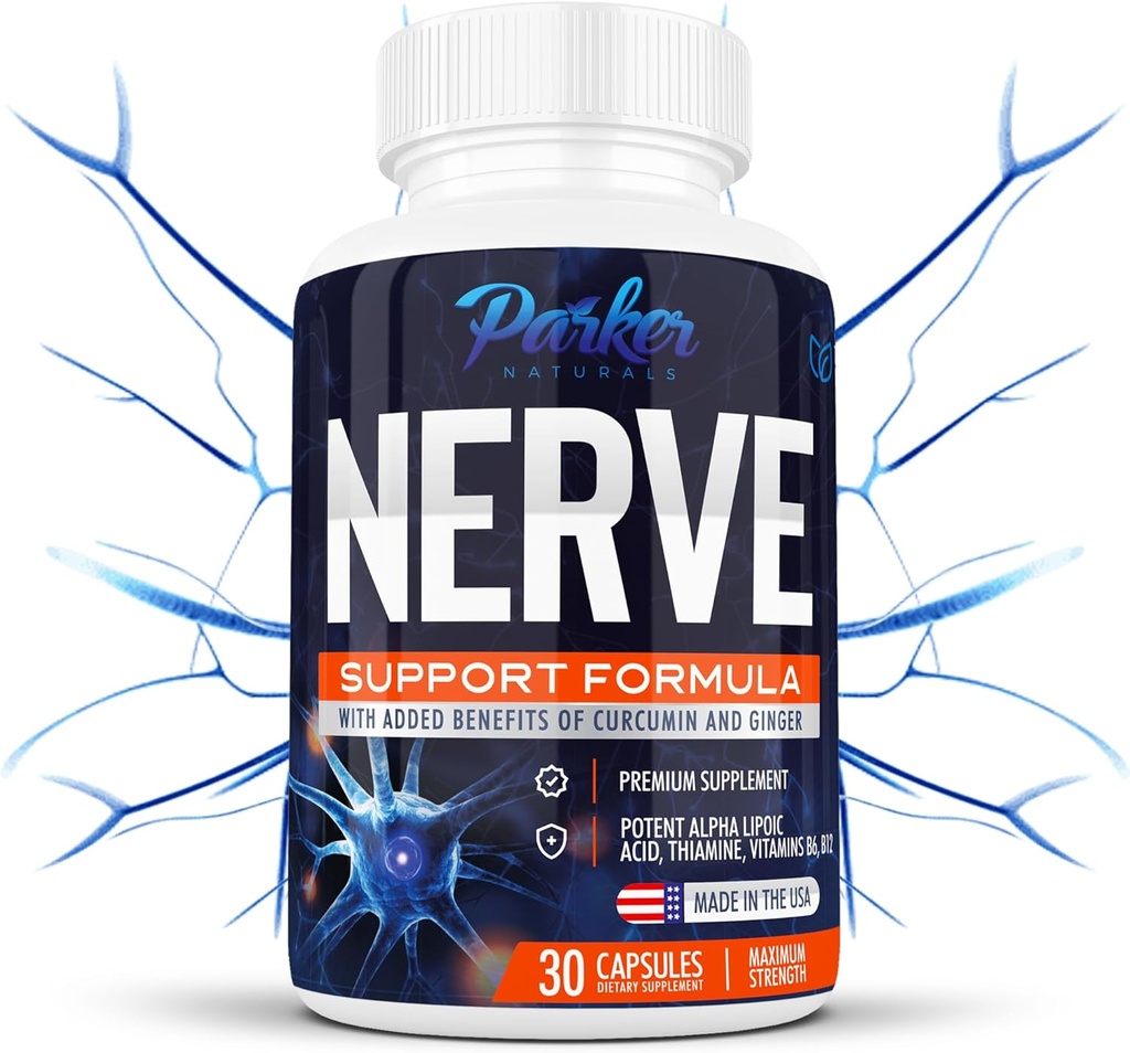 Alpha Lipoic Acid 600mg, Nerve συμπλήρωμα υποστήριξης εμπλουτισμένο με θειαμίνη, κουρκουμίνη, ρίζα Ginger, και βιταμίνη B6, B12 όλα σε ένα συμπλήρωμα υγείας Vegan Neuro, δοκιμαστεί εργαστήριο, 30 κάψουλες