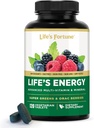 Life's Energy Advanced Daily Multivitamin for Men & Women, Energy & Immune Support Supplement with Super Greens - Antioksis & Enzymes - Iron Free, Vegetarian, 120 Tablets by Life's Fortune