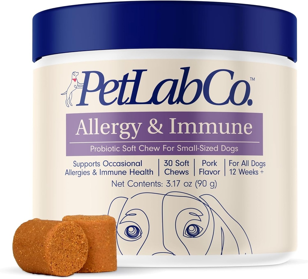 PetLab Co. Alerji & Immune Daily Probiyotiks for Dogs. Supports Yeast Production, Season Allergies, Intermittent Itchiness, Gut & Digestive Health - 30 Chews for Small Dogs - Ambalaj Vary