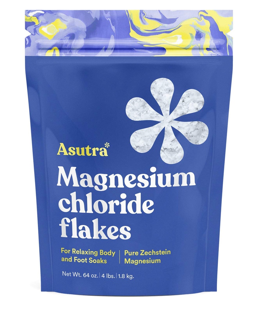 Asutra Magnesium Chloride Flakes for Bath, Pure Zechstein Source, Magnesium Flakes for Bath Soak, Foot & Body, 4 lbs