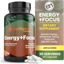 EarthNutri Energy + Focus Supplement - Energy Boost & Memory Supportr with PeakO2, AlphaSize, Cog ETF, PurCaf, Theacrine, Acetyl L-Carnitine ve L-Tyrosine - 3 Capsules Per Service