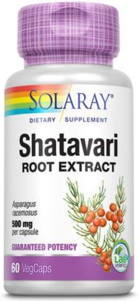 SOLARAY εγγυημένη ισχύς Shatavari Root Extract, Veg Cap (Btl-Plastic) 500mg 