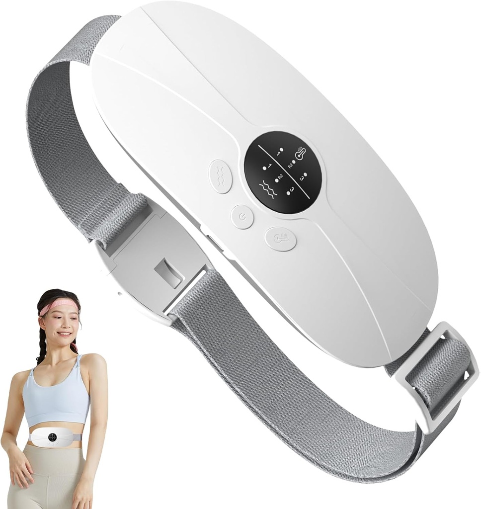 Protable Θέρμανση Pad for Period Cramps,Cordless Εμμηνορροϊκή Θέρμανση Pad with 3 Heat Levels and 3 Vibration Massage Modes, for Period Pain, Best Gifts for Her, Women and Girl (White)