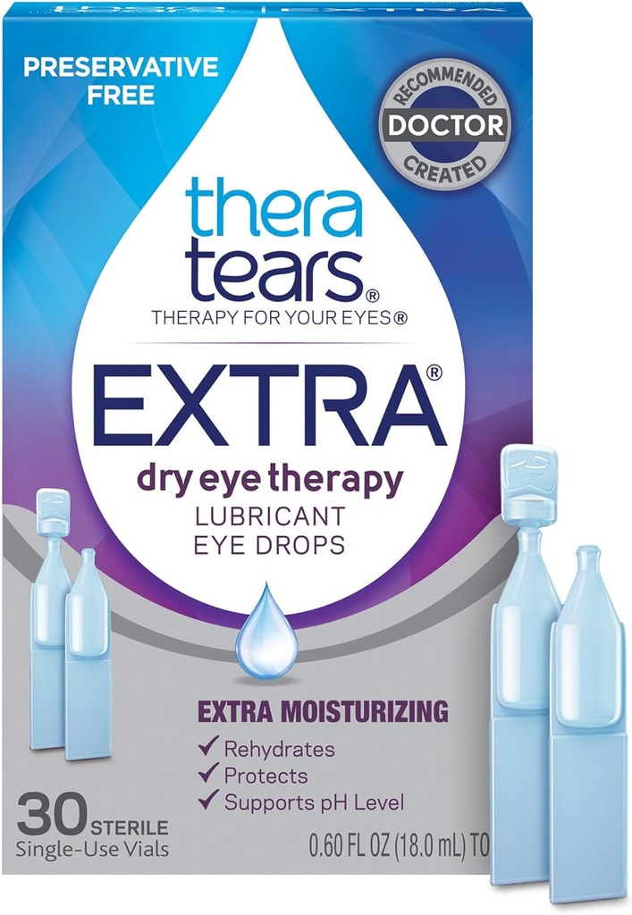TheraTears Extra Kuru Eye Therapy Preservative-Free maning Eye Drops for Kuru Eyes, 30 Single-Use Vials