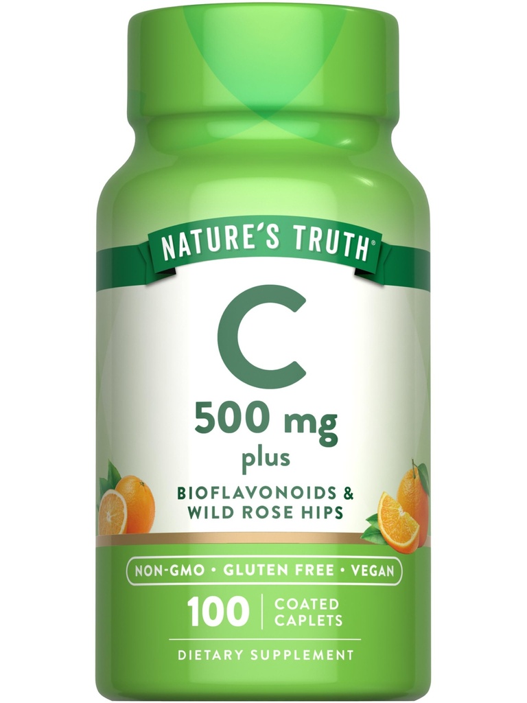 Doğanın Gerçek Vitamini Rose Hips ve Bioflavononoyaklar | 500 mg | 100 Caplets | Vegan, Non-GMO & Gluten Free