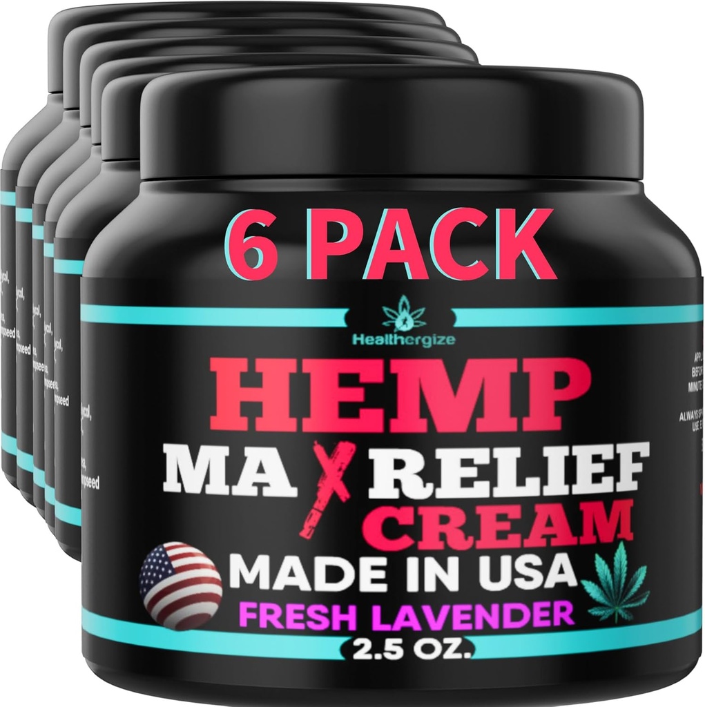 6PACK Hemp Cream-Doğal Premium Kalite-Full Body Relief Instant Results-Hemp Oil Infüzyon-Lavender, Aloe, Turmeric, Aches, Muscles, Joints, Muscles, Back, Dizs, Boy- Made in USA...