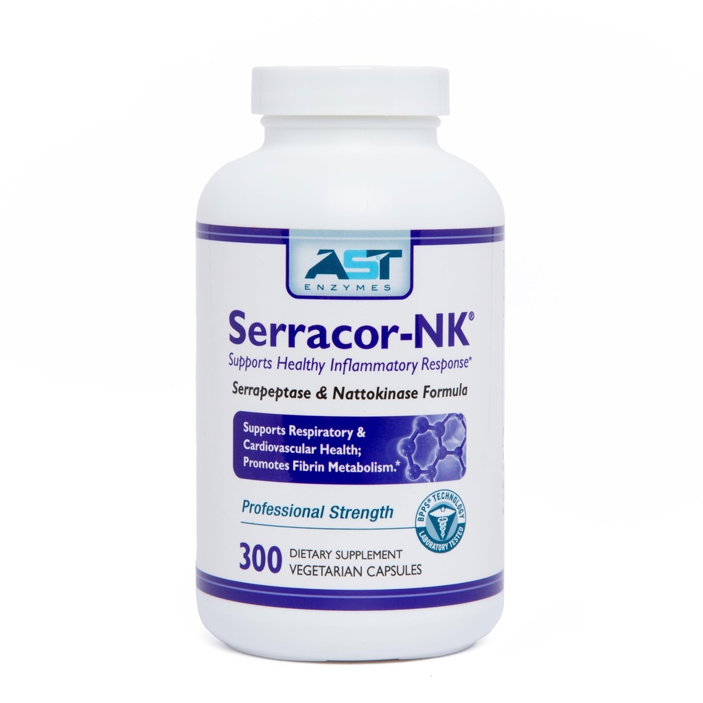 Serracor-NK – 300 Vejetaryen Capsules – Circulatory and Respiratory Support – Natural Systemic Enzymes Formula – Contains Acid-Resistant Serrapeptase & Acid-Resistant Nattokinase