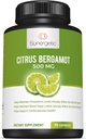 Sunergetic Bergamot Capsules-Formated with Organic Bergamot Extract-Clinically Studied Bergamonte® to Support Health Cholesterol Levels Between Normal Range-30 Citrus Bergamot Capsules