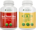 Purely Holistic Red Yeast Rice, CoQ10 & Niacin + Vitamin D3 5000 IU (12574)) & K2 MK7 90mcg Sche - Ve 270 Vegetarian Capsules - ABD'de Made in USA