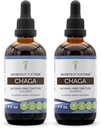 Μυστικά της φυλής Chaga Βάμμα Χωρίς Αλκοόλ, Wildcrafted Chaga (Inonotus obliquus) Αποξηραμένο ολόκληρο μανιτάρι (2x4 FL OZ)