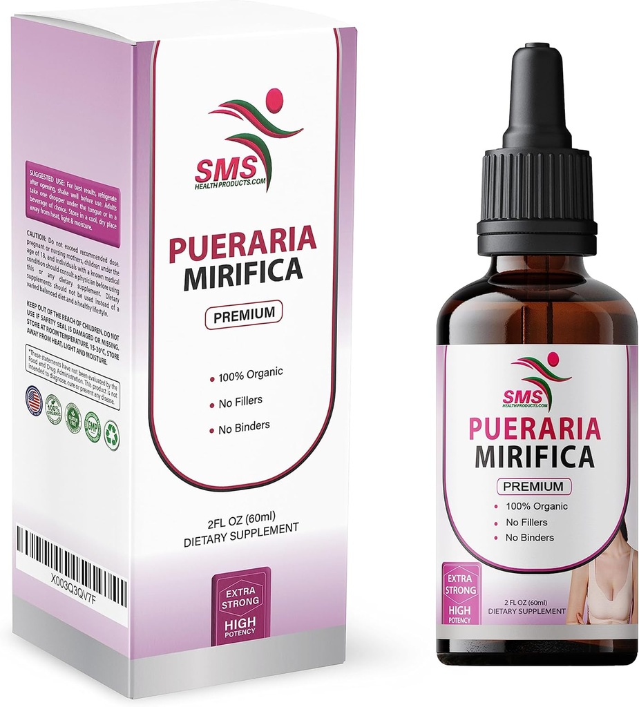 Pueraria Mirifica Drops | Premium Grade | Herbal Liquid Extract | Non-GMO, Organik, Vegan, Alkol Ücretsiz Tincture | 2 Fl Oz (60 ml)