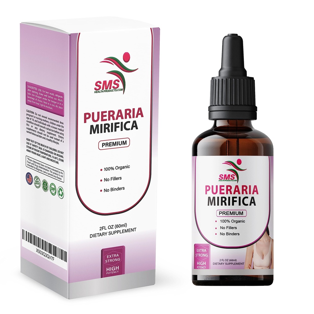 Pueraria Mirifica Drops | Premium Grade | Herbal Liquid Extract | Non-GMO, Organik, Vegan, Alkol Ücretsiz Tincture | 2 Fl Oz (60 ml)