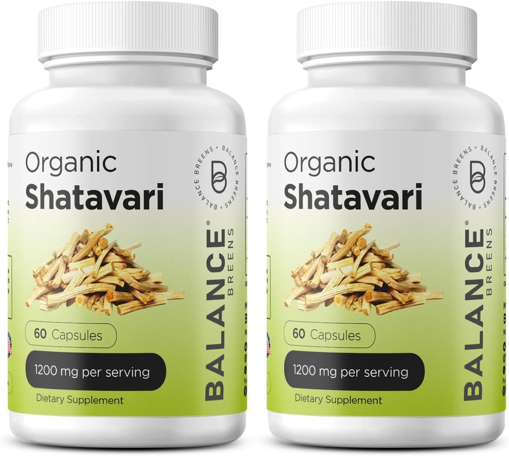 Βιολογικό Shatavari 1200mg, 60 κάψουλες - Βιταμίνες υποστήριξης της γαλουχίας, Ορμονική Ισορροπία για τις γυναίκες, Σπαράγγια Racemosus Root