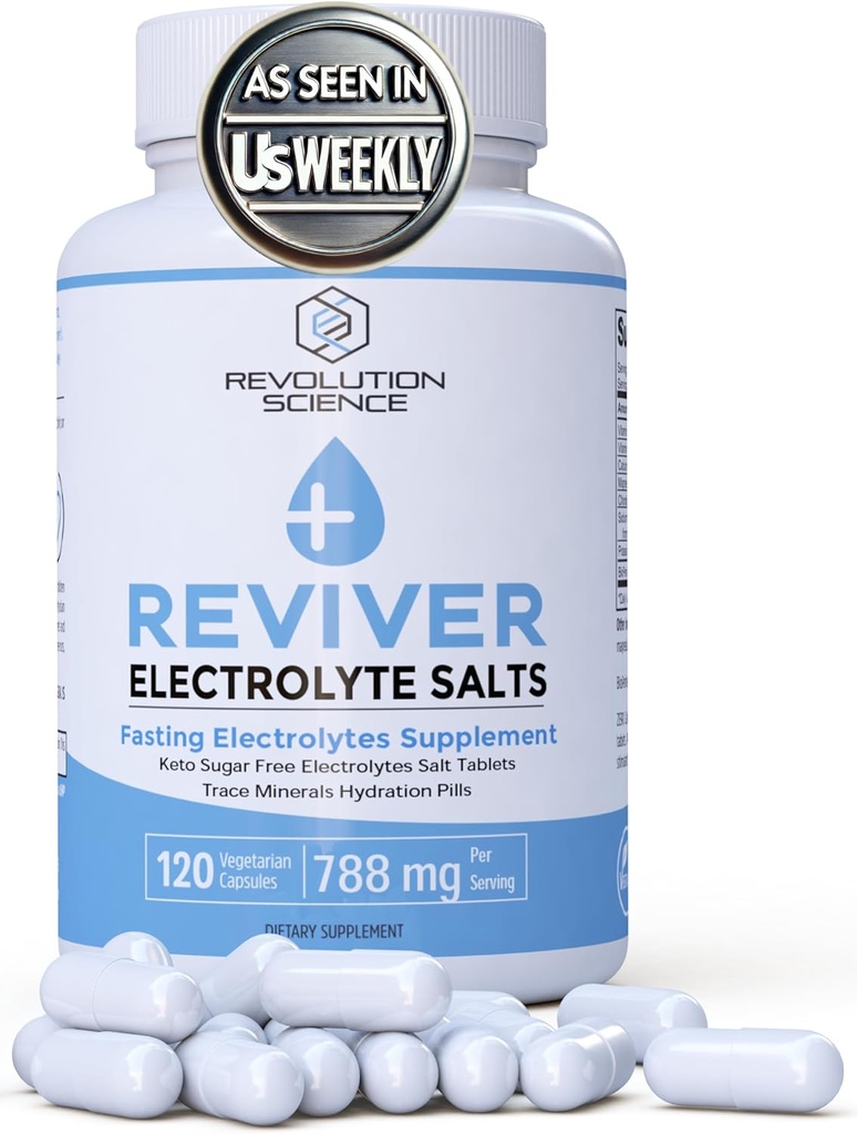 REVIVER Superior Απορρόφηση Ηλεκτρολυτικά Χάπια - Δισκία Αλάτι για Δρομείς & Συμπληρώματα Νηστείας, Χάπια Αλάτι Χωρίς Ζάχαρη για Ενυδάτωση, Άμυνα Κραμπ, Υποστήριξη Κετο 120, Κάψουλες Ηλεκτρολυτών