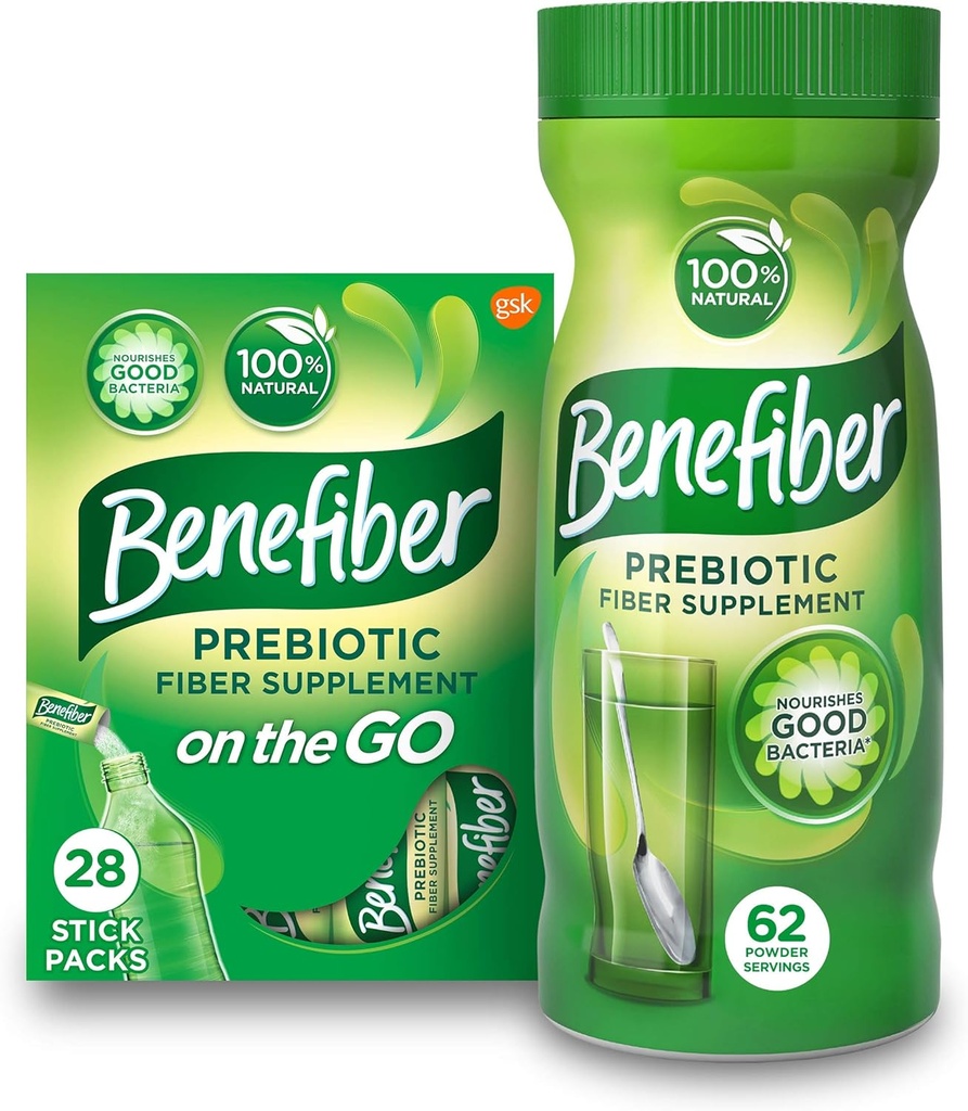 Benefiber Daily Prebiyotik Diyetary Fiber Supplement Toz Çelik Paketleri, 28 Sticks, 3.92 Ounces Every and Benefiber Daily Prebiyotik Diyetary Fiber Supplement Toz, 62 Hizmet / 8.7 Ey