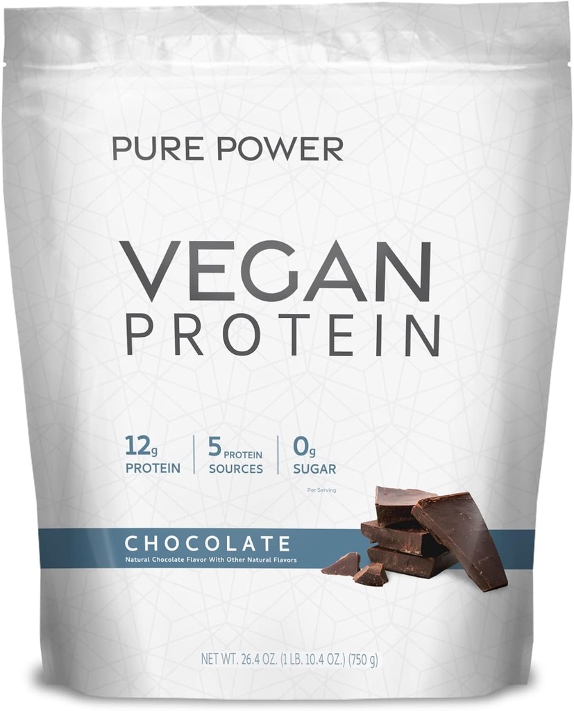 Dr. Mercola Vegan Protein Chocolate - Τέλειο μείγμα του πεύκου, της κάνναβης, της χίας, της χλωρέλλας και των πρωτεϊνών πατάτας - Χωρίς γλουτένη - Φυσικά αρωματισμένο - 1 lb 6,5 oz (750g)
