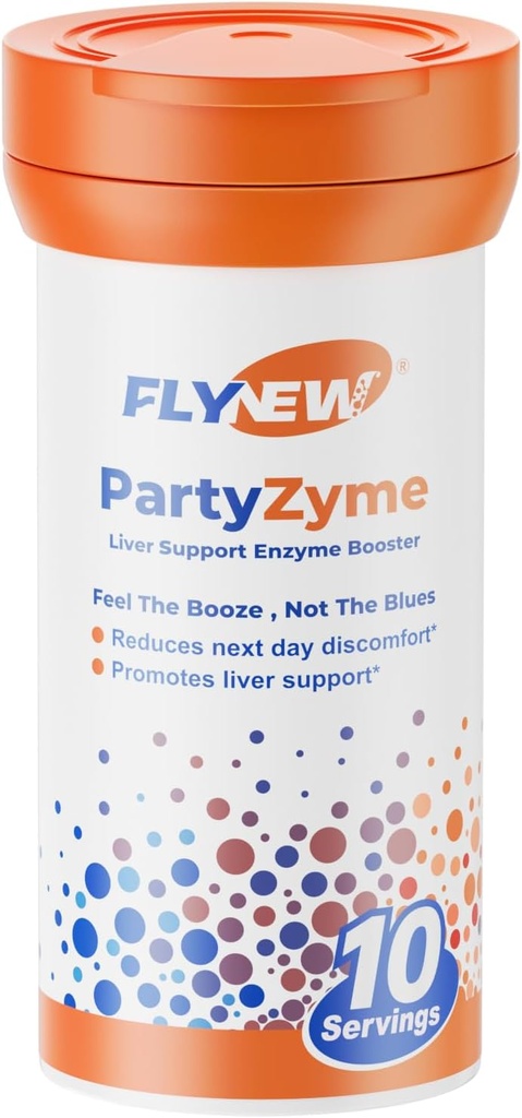 PartiZyme for Post-Celebration Health, Sober Up Pill, Better Morning, Party smart Support, Liver Support, Natural Enzyme ATM Made in USA, NADH, DHM, L-Theanine, VITAMIN C, 10 Tablet, GMP