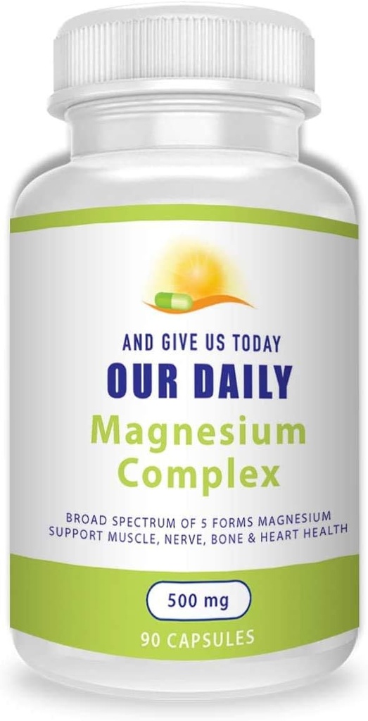 Magnezyum Kompleksi (500 mg / 90 Capsules) - Magnezyum Ölmüş, Çimento, Glycinate, Gluconate & Citrate – High Abxia & Non GMO
