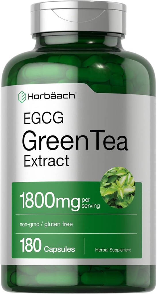 Horbäach EGCG Green Tea Extract Pills | 180 Capsules | Max Potency | Non-GMO & Gluten Free Supplement Supplement Supplement