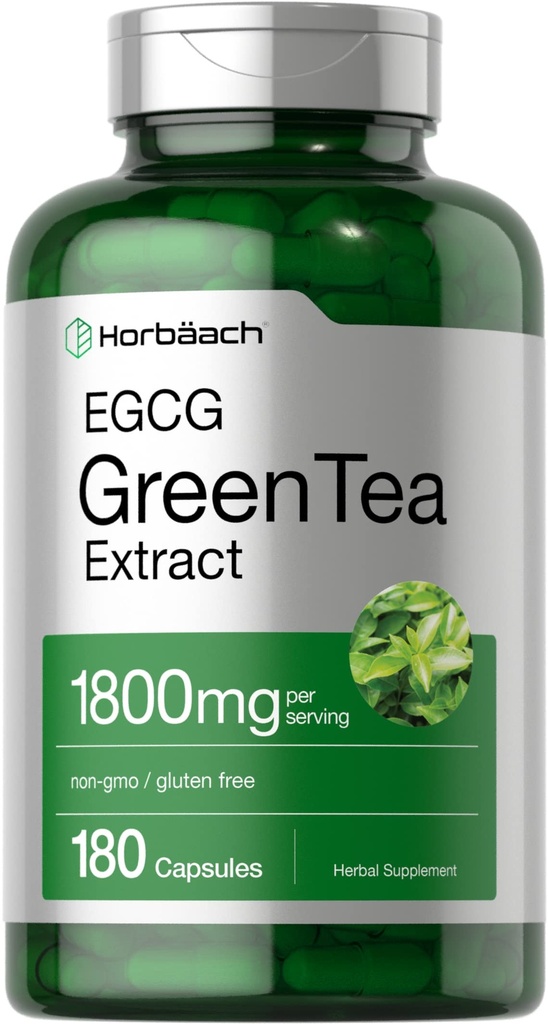 Horbäach EGCG Green Tea Extract Pills | 180 Capsules | Max Potency | Non-GMO & Gluten Free Supplement Supplement Supplement